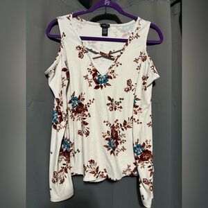 Rue21 Floral V-Neck Camisole in Cream and Brown